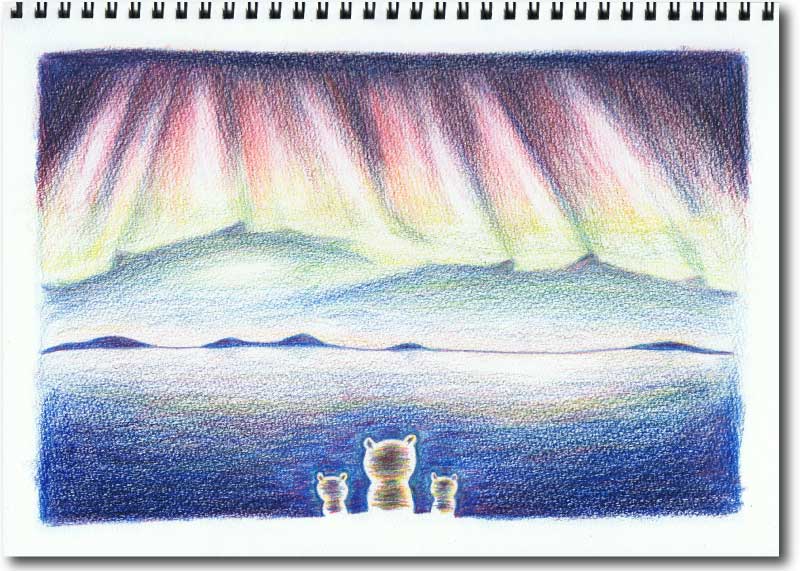 オリジナルイラスト｜ホッキョクグマと三角コーン
