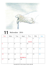 2015年オリジナルカレンダー1-11｜ホッキョクグマと三角コーン