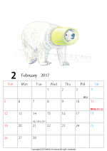 2015年オリジナルカレンダー1-2｜ホッキョクグマと三角コーン