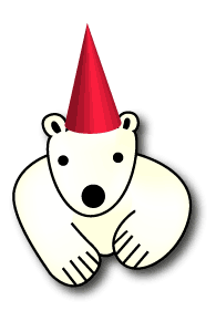 シロクマイラスト61｜ホッキョクグマと三角コーン